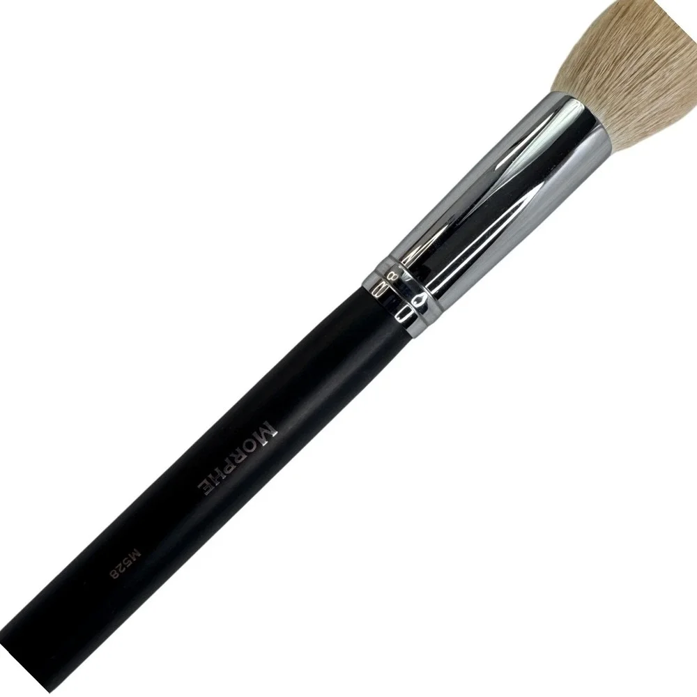 Morphe M528 Pro Curved Bullet Contour Brush Black Silver Natural Bristles